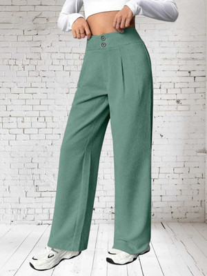 Aarya Fashion Regular Fit Women Green Trousers