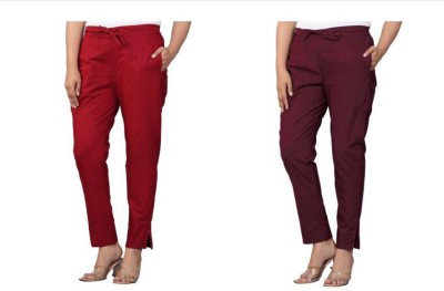 Jaipur Threads Regular Fit Women Red, Maroon Trousers