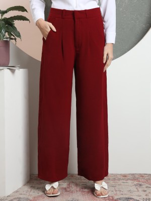 fithub Relaxed Women Maroon Trousers