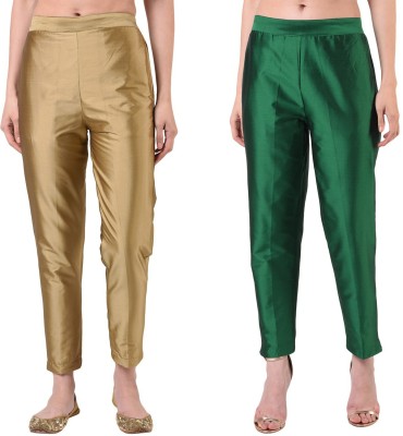 FLOREOS Regular Fit Women Gold, Green Trousers