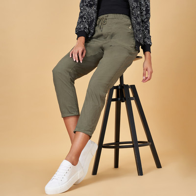 Honey By Pantaloons Relaxed Women Green Trousers