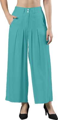 Femmora Flared Women Blue Trousers