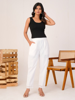 Suljhan Regular Fit, Straight Fit Women White Trousers