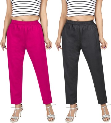 Phase of Trend Regular Fit Women Black, Pink Trousers