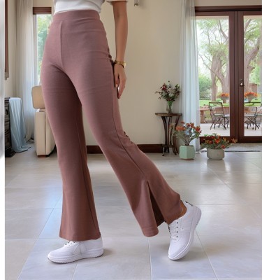 AA-HA! Flared Women Brown Trousers