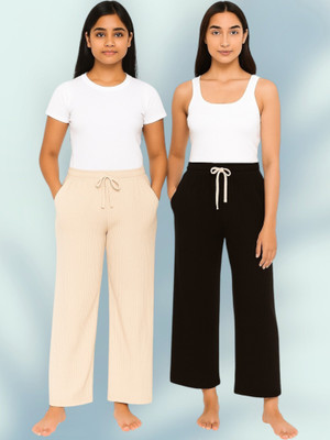 LaxmiEmpiree Comfort Fit Women Beige, Black Trousers