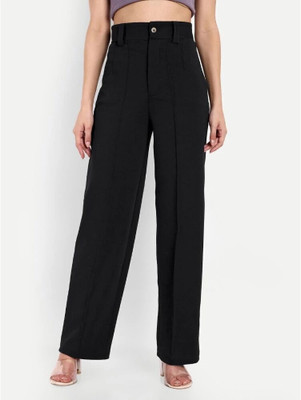 Unicus Straight Fit Women Black Trousers
