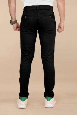 HIDE LOOK Regular Fit Men Black Trousers