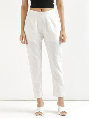 Zareeman Regular Fit Women White Trousers