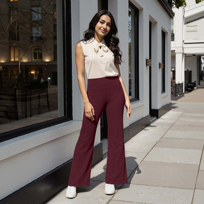 BlissClub Ultimate Wide Legged Pants, Lite - Regular Relaxed Women Purple Trousers