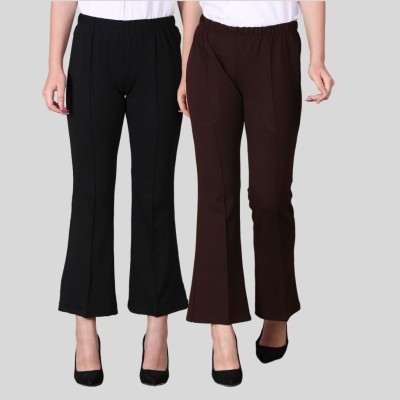 Aileyis Regular Fit Women Black, Brown Trousers