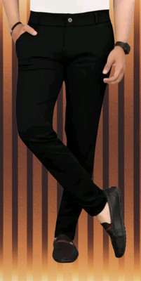 CIVIRASTYLE Slim Fit Men Black Trousers