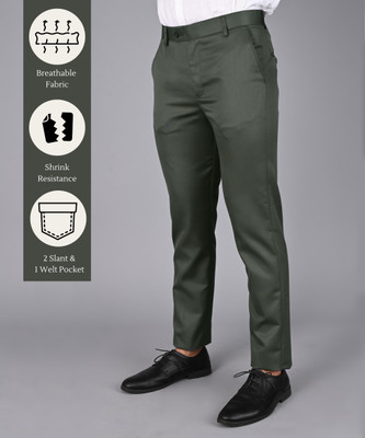 MANCREW Regular Fit Men Dark Green Trousers