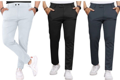 ADVIK FASHION HUB Slim Fit, Comfort Fit Men Black, Grey, Blue Trousers