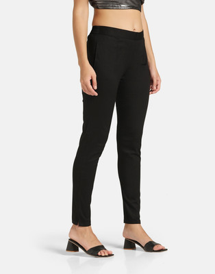 SLOWLORIS Slim Fit Women Black Trousers