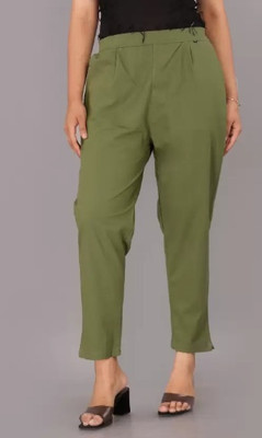 D K W Regular Fit Women Dark Green Trousers
