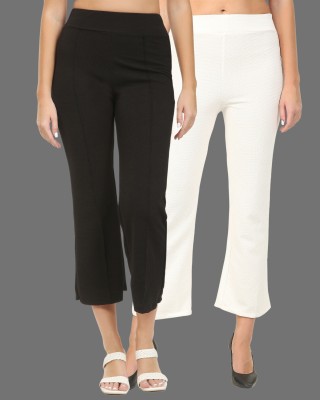 Mysha Regular Fit Women Black, White Trousers