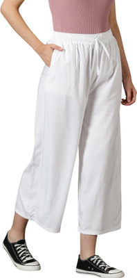 SAFEDDHAGA Comfort Fit Women White Trousers