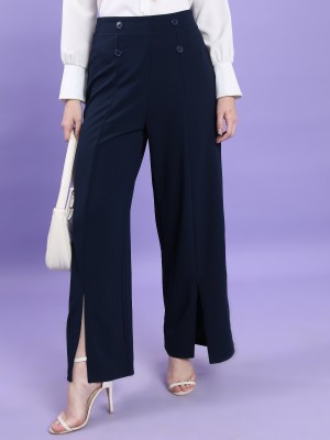 Tokyo Talkies Flared Women Dark Blue Trousers