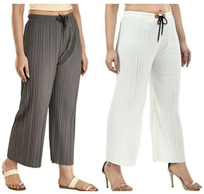 Andrey Relaxed Women Black, White Trousers