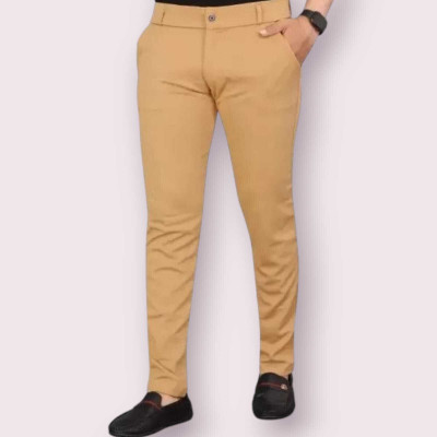 Vilantra Collection Slim Fit Men Beige Trousers