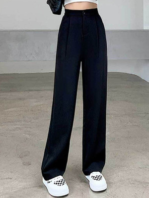Broadstar Loose Fit Women Black Trousers