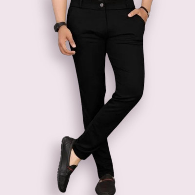 ISUEL FAB Slim Fit Men Black Trousers