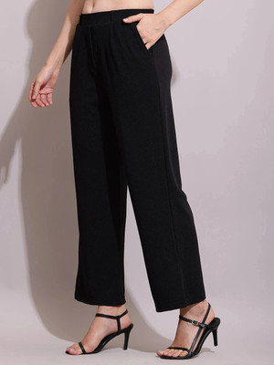 SQEW Loose Fit Women Black Trousers
