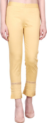 POPWINGS Regular Fit Women Gold Trousers