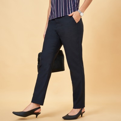 Annabelle by Pantaloons Slim Fit Women Dark Blue Trousers