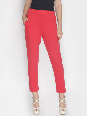 Lyra Slim Fit Women Red Trousers