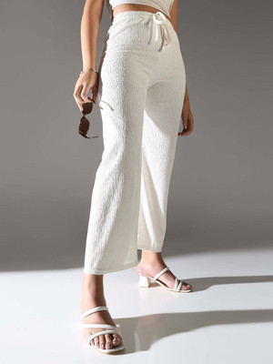 SHOWOFFFF Straight Fit Women White Trousers