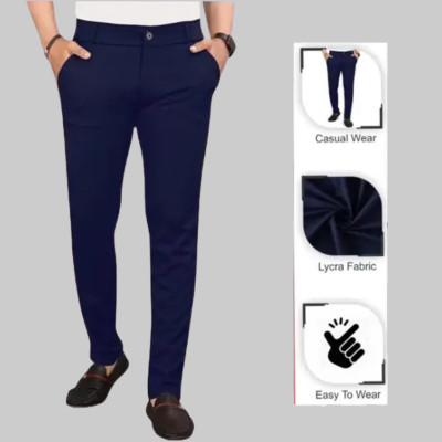 Shreyannk Comfort Fit Men Dark Blue Trousers