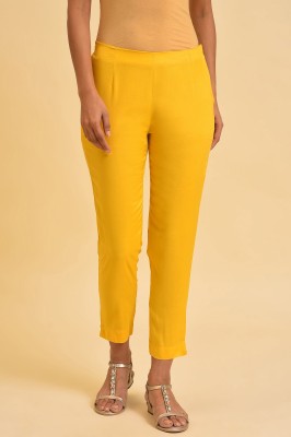 W Slim Fit Women Yellow Trousers