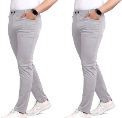 PV STORE Regular Fit Men Grey Trousers