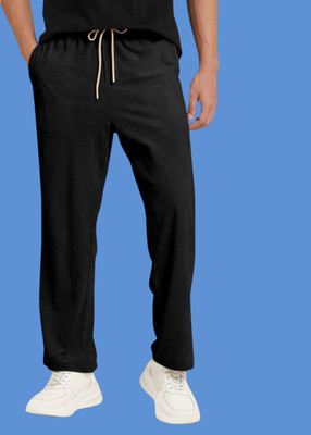 NIVEDANM Relaxed Men Black Trousers