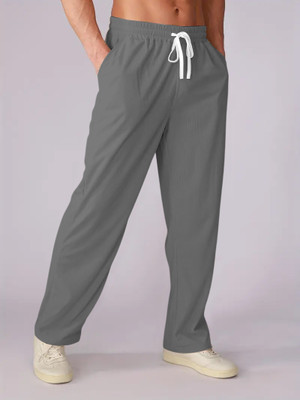 Rajovati Loose Fit Men Silver Trousers