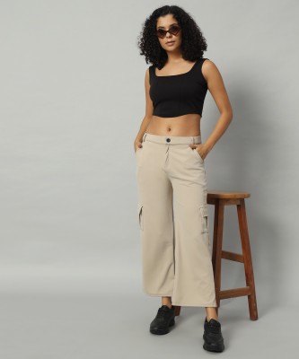 ZEPPI Regular Fit Women Cream Trousers