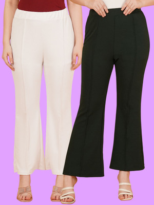 Parona Regular Fit Women White, Green Trousers