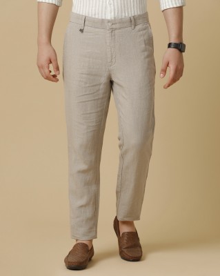 Linen Club Slim Fit Men Beige Trousers