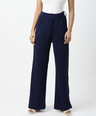 THREE Regular Fit Women Dark Blue Trousers