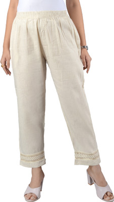 UB WOLF Regular Fit Women Cream Trousers