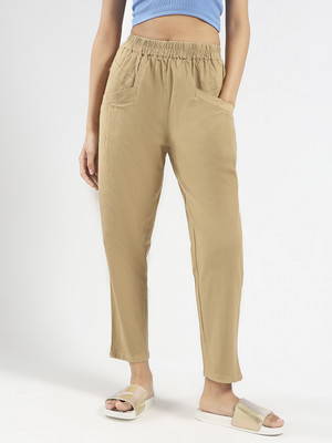 Sera Regular Fit Women Beige Trousers