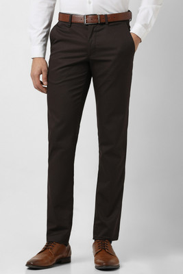 VAN HEUSEN Slim Fit Men Brown Trousers