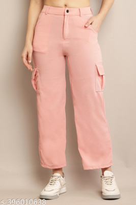 Indy Made Straight Fit Women Pink Trousers