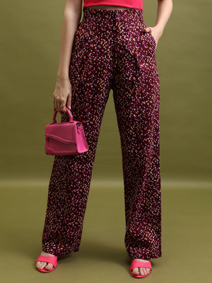 Tokyo Talkies Regular Fit Women Maroon Trousers