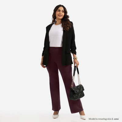 BlissClub AM:PM Cotton Flare Pants - Tall Flared Women Purple Trousers