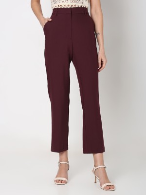 VERO MODA Relaxed Women Maroon Trousers