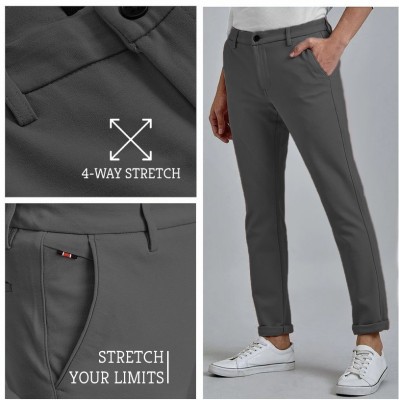 Plus91 Slim Fit Men Grey Trousers