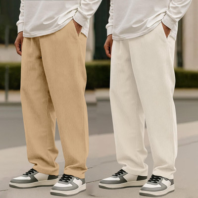 METRONAUT Regular Fit Men Beige, White Trousers